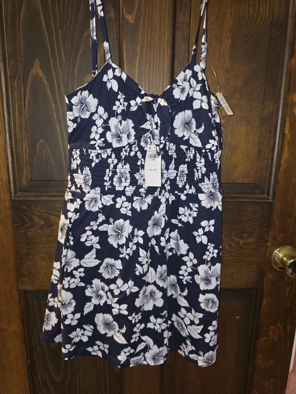 Hollister Navy Blue and White Floral Sundress